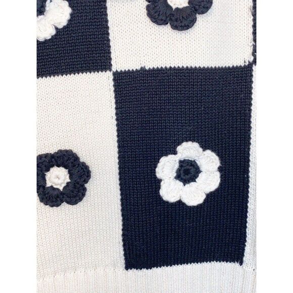 Industry Cotton Flowered Vest Black and Ivory Vest Size Small - Picture 3 of 6